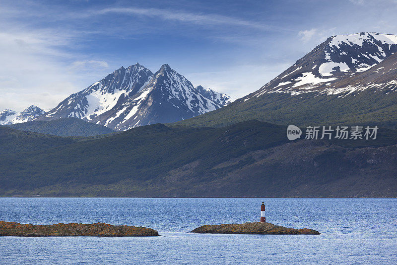 阿根廷乌斯怀亚湾比格尔海峡和Les eclareurs灯塔